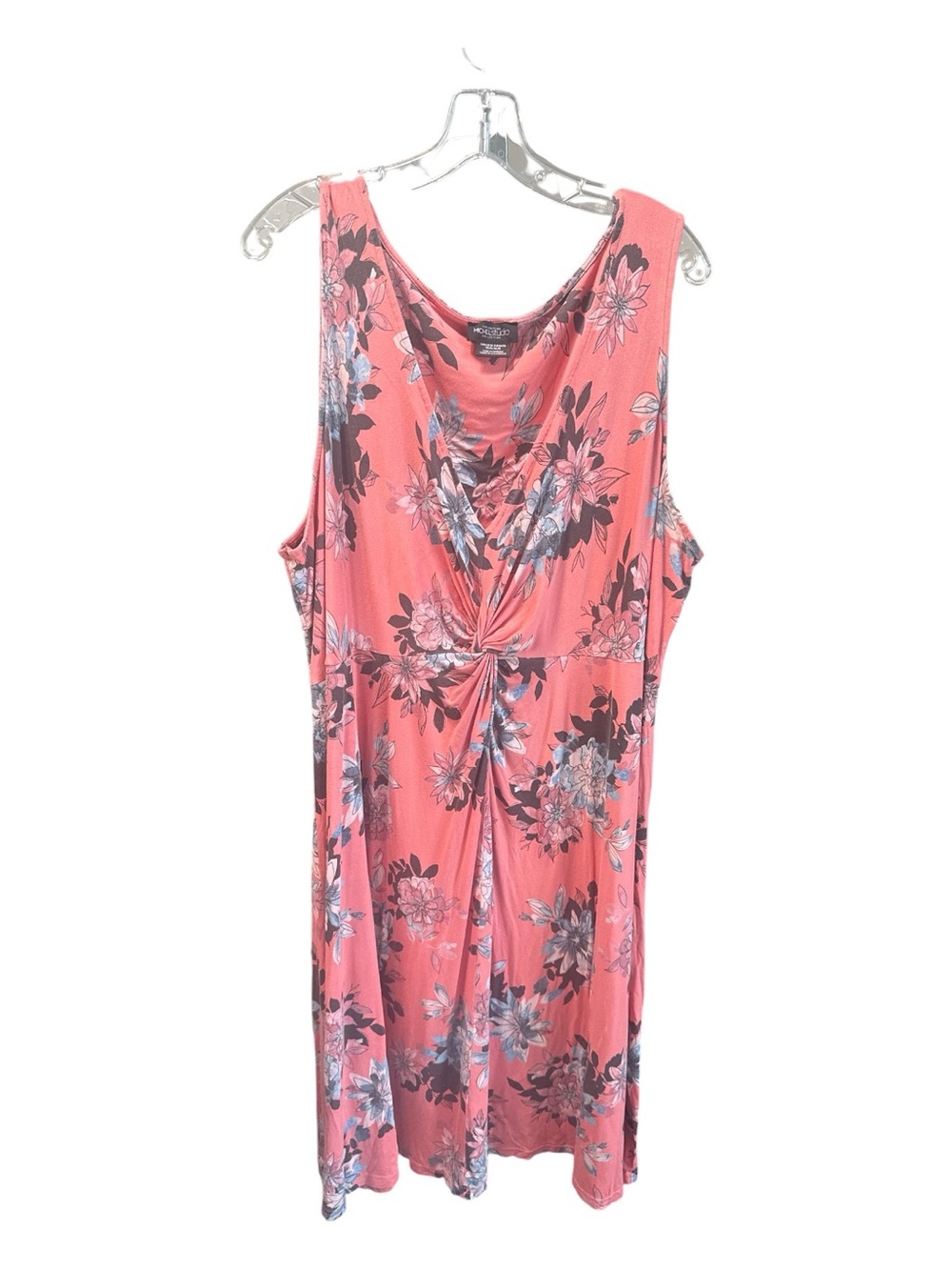Michel Studio Coral Floral V-Neck Twist-Front Midi Dress – 3X - Picture 4 of 6